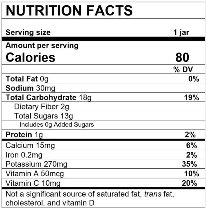 Nutrition Facts Sweet Potato Banana Orange